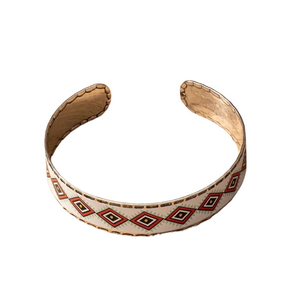 Western Style Geometric Print Silver Cuff Bracelet